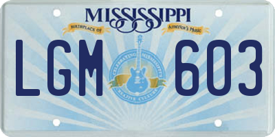MS license plate LGM603