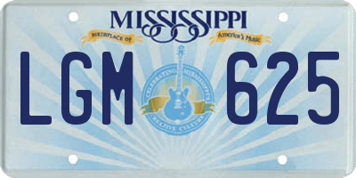 MS license plate LGM625
