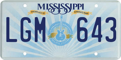 MS license plate LGM643