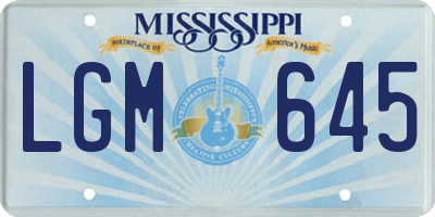 MS license plate LGM645