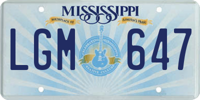 MS license plate LGM647