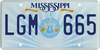 MS license plate LGM665