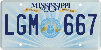 MS license plate LGM667