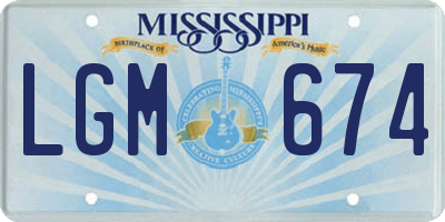 MS license plate LGM674