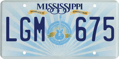 MS license plate LGM675