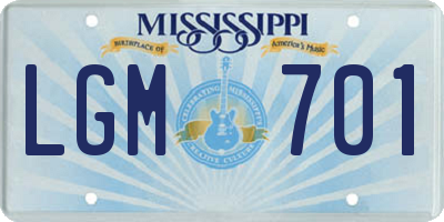 MS license plate LGM701
