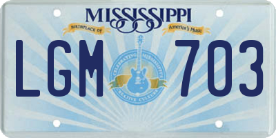 MS license plate LGM703