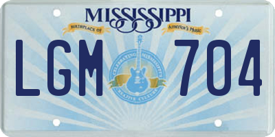 MS license plate LGM704