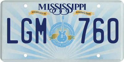 MS license plate LGM760
