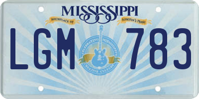 MS license plate LGM783