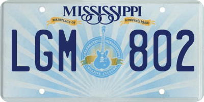 MS license plate LGM802