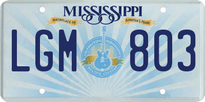MS license plate LGM803
