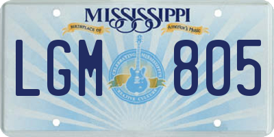 MS license plate LGM805