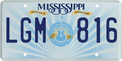 MS license plate LGM816