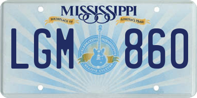 MS license plate LGM860
