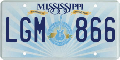 MS license plate LGM866