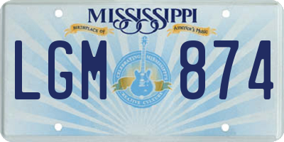 MS license plate LGM874