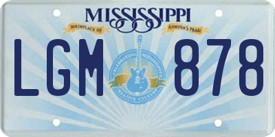 MS license plate LGM878