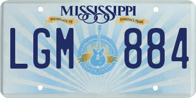 MS license plate LGM884