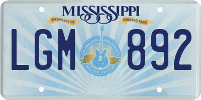 MS license plate LGM892