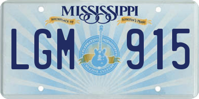 MS license plate LGM915