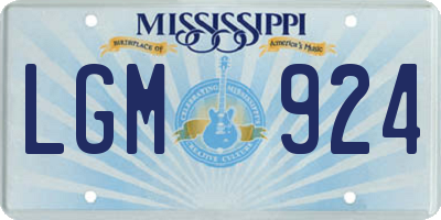 MS license plate LGM924
