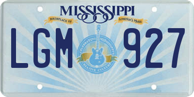 MS license plate LGM927