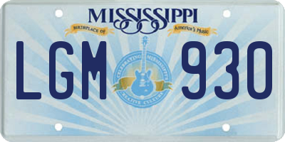 MS license plate LGM930