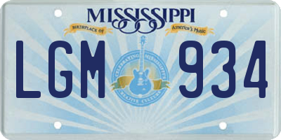 MS license plate LGM934