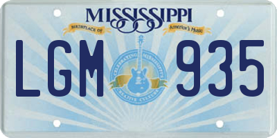 MS license plate LGM935