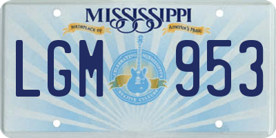 MS license plate LGM953