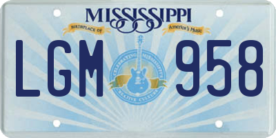 MS license plate LGM958
