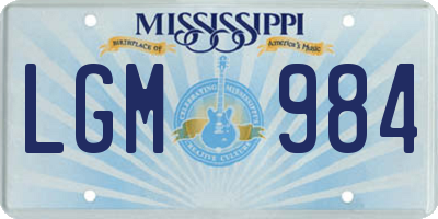 MS license plate LGM984