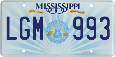 MS license plate LGM993
