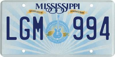 MS license plate LGM994