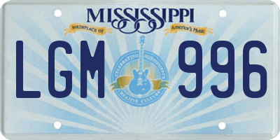 MS license plate LGM996