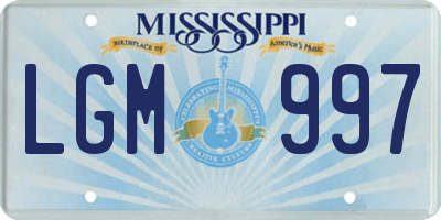 MS license plate LGM997