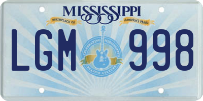 MS license plate LGM998