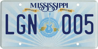 MS license plate LGN005