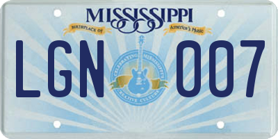 MS license plate LGN007