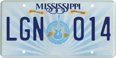 MS license plate LGN014