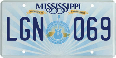 MS license plate LGN069