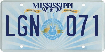 MS license plate LGN071