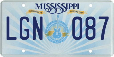 MS license plate LGN087