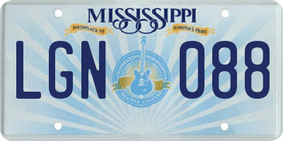 MS license plate LGN088