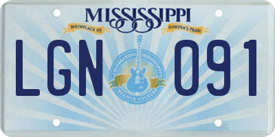 MS license plate LGN091