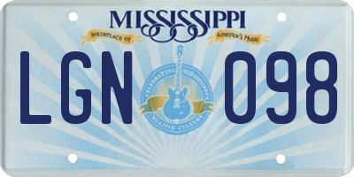 MS license plate LGN098