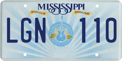 MS license plate LGN110