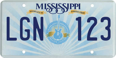 MS license plate LGN123