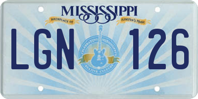MS license plate LGN126